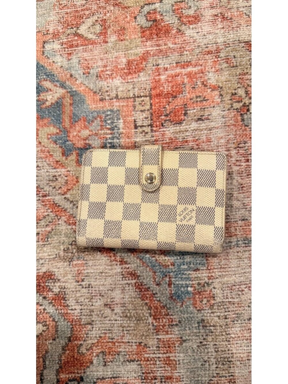 AUTHENTIC Louis Vuitton French Purse Kisslock Damier Azur Bifold Wallet